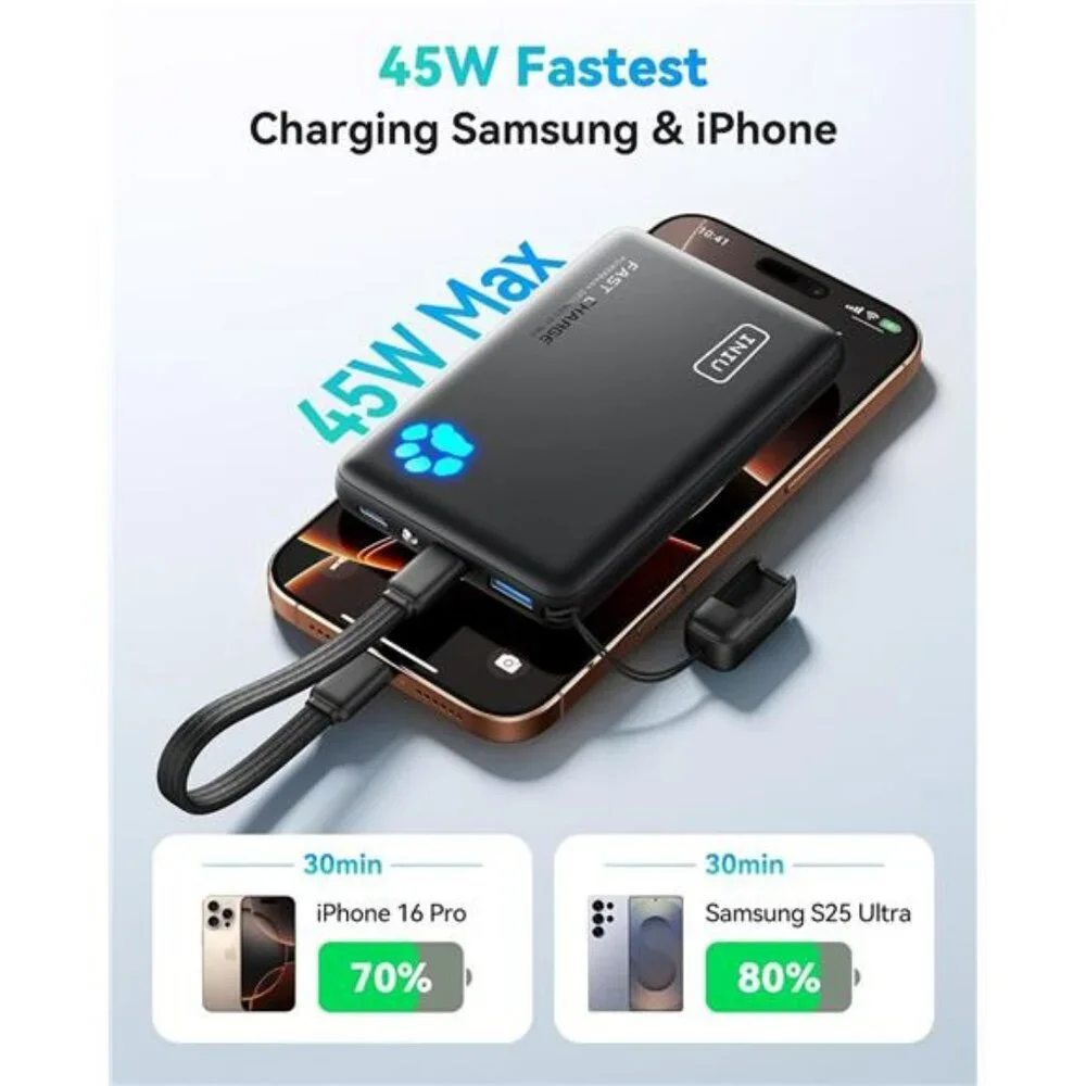 Portable Charger 10000mAh USB C Power Bank Fast Charging iPhone Samsung iPad